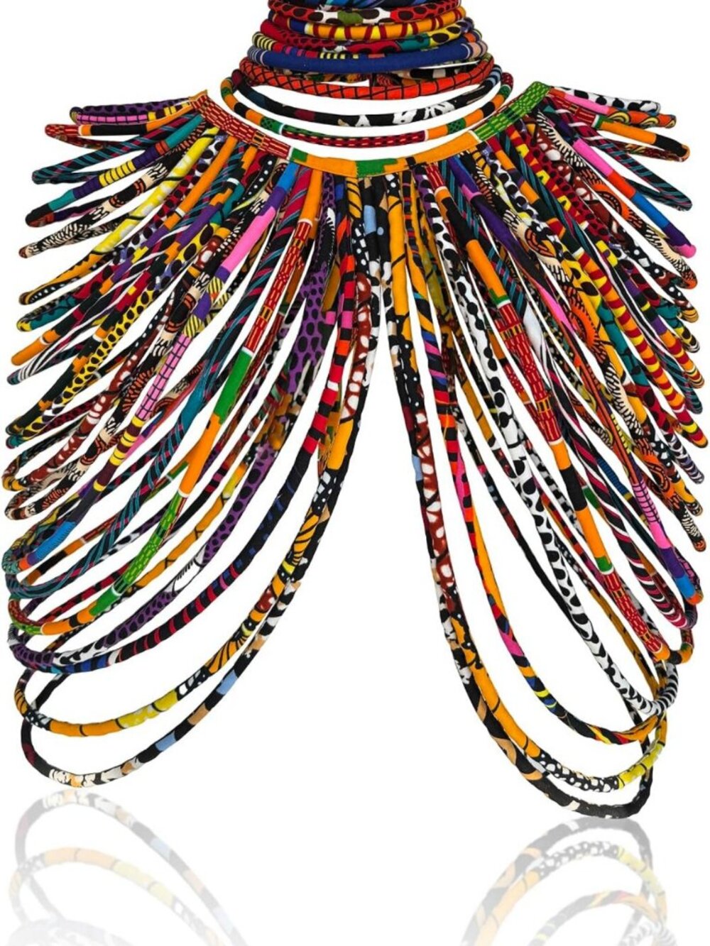 Vibrant Multi-Strand African Necklace, Handmade Tribal Jewelry for Festivals